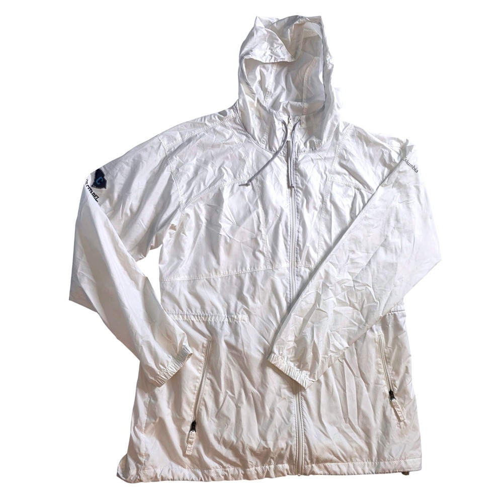 Columbia Mens Citadel Flashback Windbreaker Long Full Zip Rain Jacket White XL